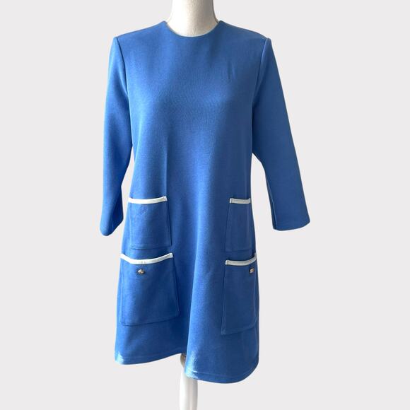 Tuckernuck Baleine Francoise Mod Mini Dress Pockets Gold Buttons Size Large - Picture 2 of 12